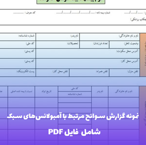 نمونه گزارش سوانح مرتبط با آمبولانس های سبک اورژانس | فایل PDF
